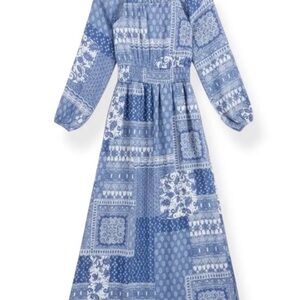 Promesa Blue Patterned Maxi Dress